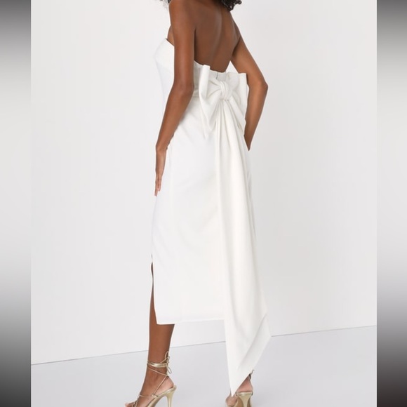 Lulus Midi White Strapless Bow Dress — Sold out on LULUS - Picture 3 of 4